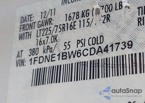 2012 Ford E-150 Xlt from USA, damaged, VIN 1FDNE1BW6CDA41739